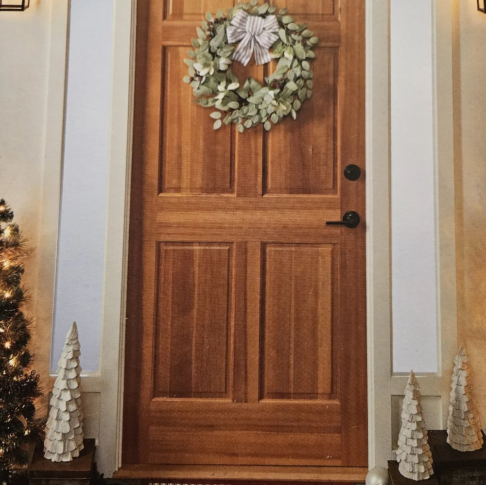 NIB Holiday Home 20in Wreath w Matching 18in x 30in Doormat- Joy Design, 2Pc Set